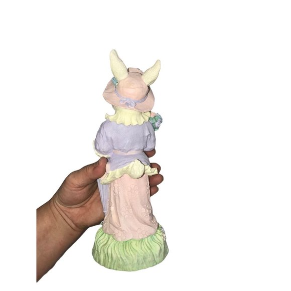 Windsor Collection Collectible EASTER BUNNY Figure. White Rabbit in pink and pur - Picture 6 of 8